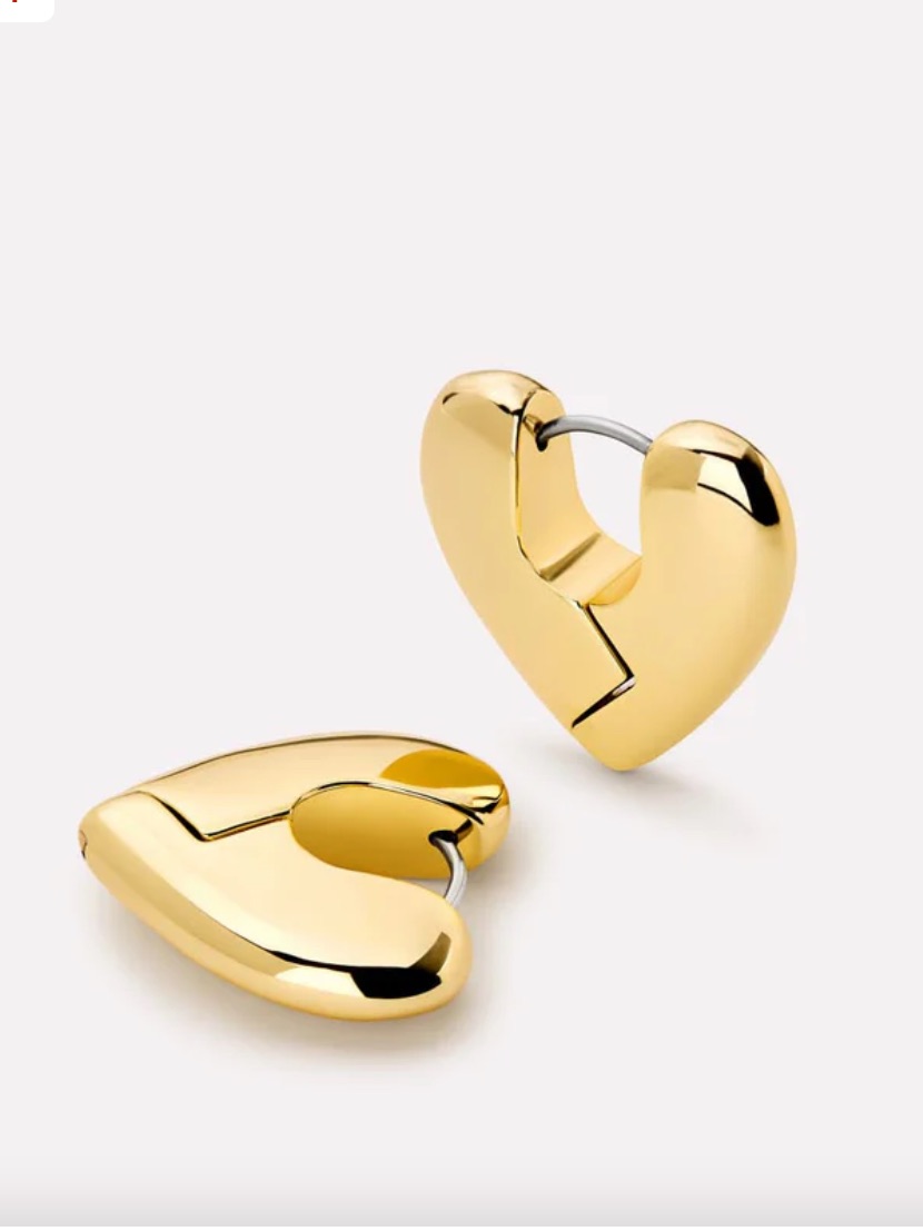 Gold Heart Hoop Earrings - Women's Jewelry